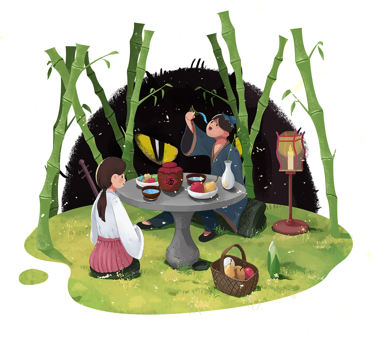 古风人物小场景插画（图ZMjg5MzMzOTE2） - 商业插画 - 站酷设计师邱邱大魔王原创素材 - 站酷ZCOOL