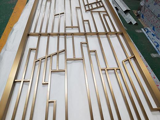 香槟金拉丝点焊花格格栅屏风