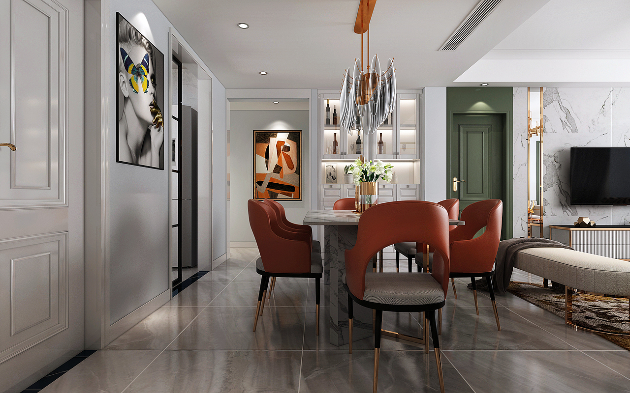 济南万泰装饰绿地国际城133平现代轻奢风格案例