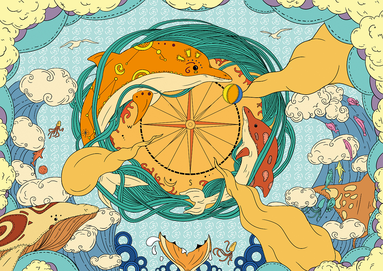 "寻"海洋生物系列插画