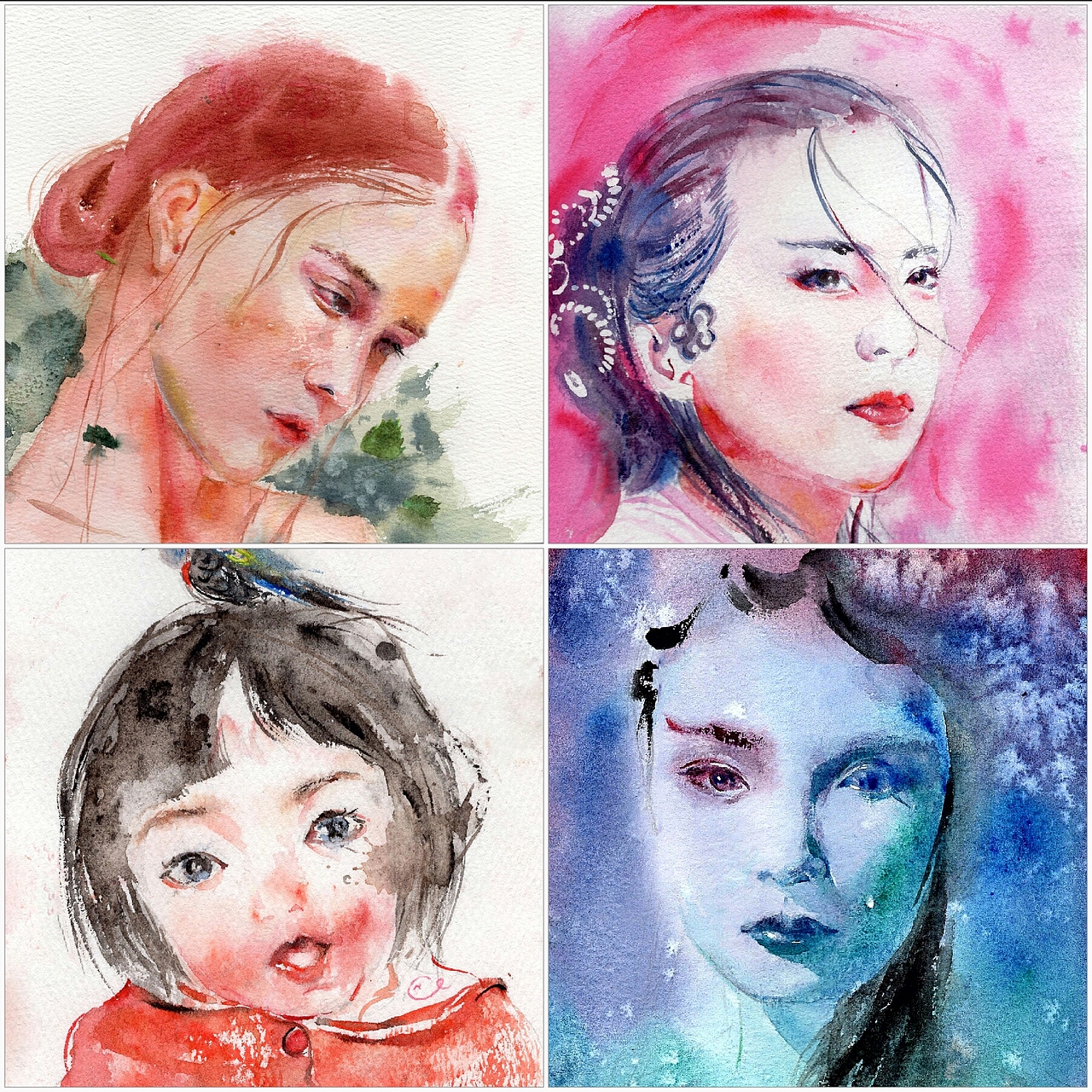 水彩人物肖像合集 和自己的碎碎念（图ZODk0MDQ3NzY=） - 绘画 - 站酷设计师行鱼xy原创素材 - 站酷ZCOOL