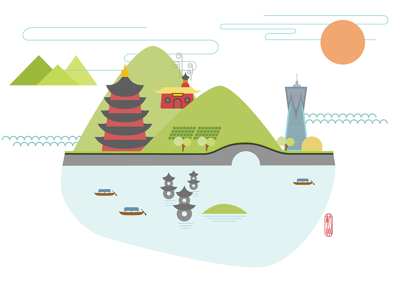 Hangzhou Postcard Design（图ZMjc1MjE1NjA=） - 图案 - 站酷设计师EnihsNus_原创素材 - 站酷ZCOOL