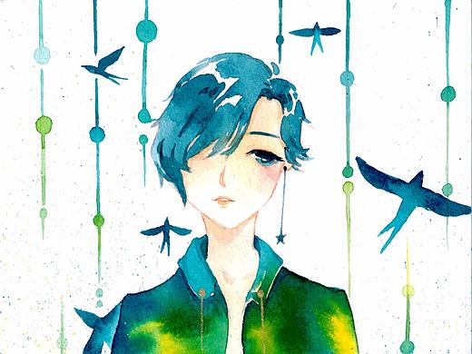 水彩插画 飞鸟（个人主页-ZMjQ3NTUxMzY=） - 创作习作 - 站酷设计师RR神龙大人原创素材 - 站酷ZCOOL