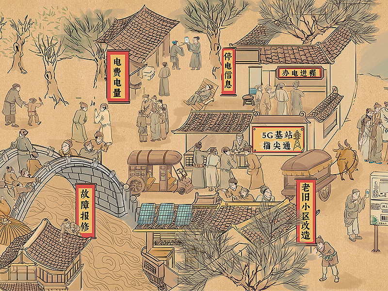 假设古代有电，他们的生活会有哪些变化～（图ZMjYwMjM3NzQ4） - 商业插画 - 站酷设计师无边设计工作室原创素材 - 站酷ZCOOL