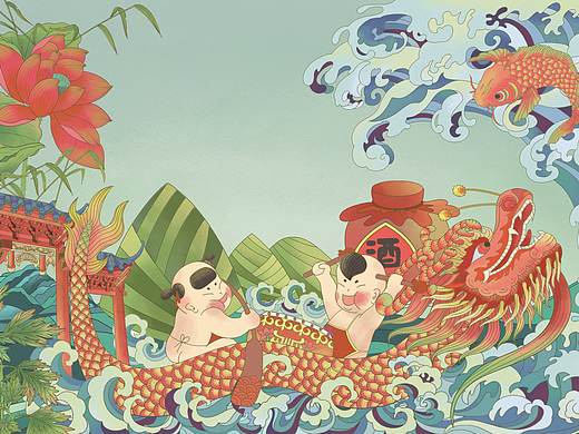 端午安康——包装插画