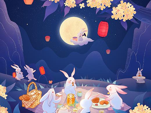 苏小糖《甜满月圆》中秋礼盒插画