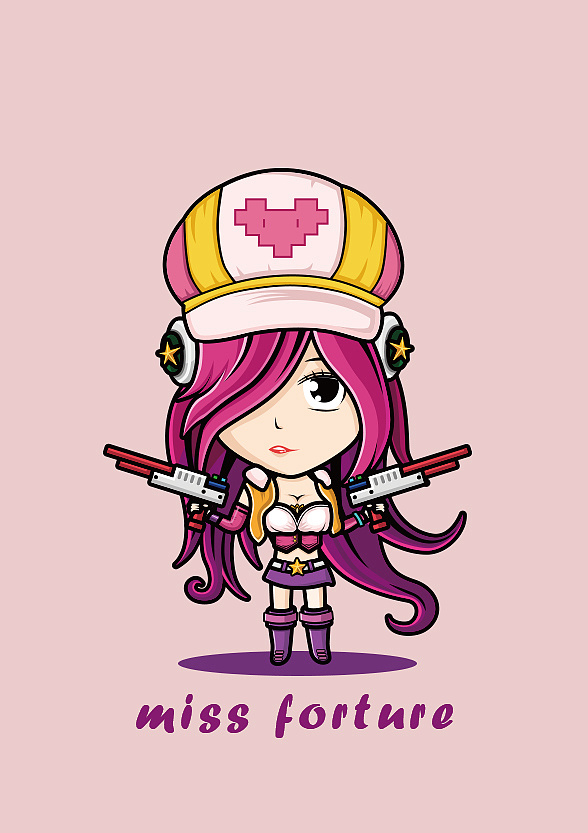 电玩女枪潮流插画