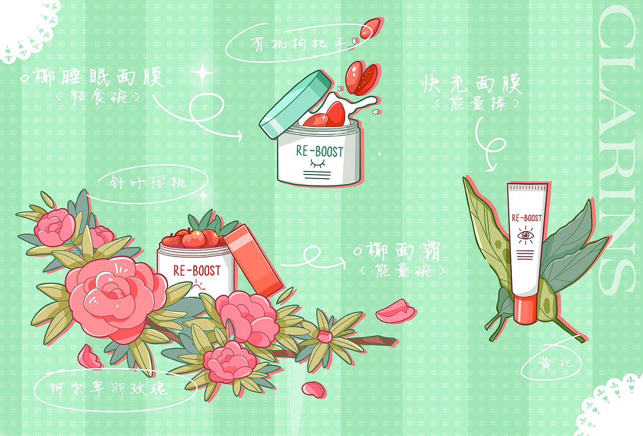 #my CLARINS寻找天然好食肌#肌肤甜心（图ZMjk1NzMxMTg0） - 海报 - 站酷设计师大琦daqi原创素材 - 站酷ZCOOL