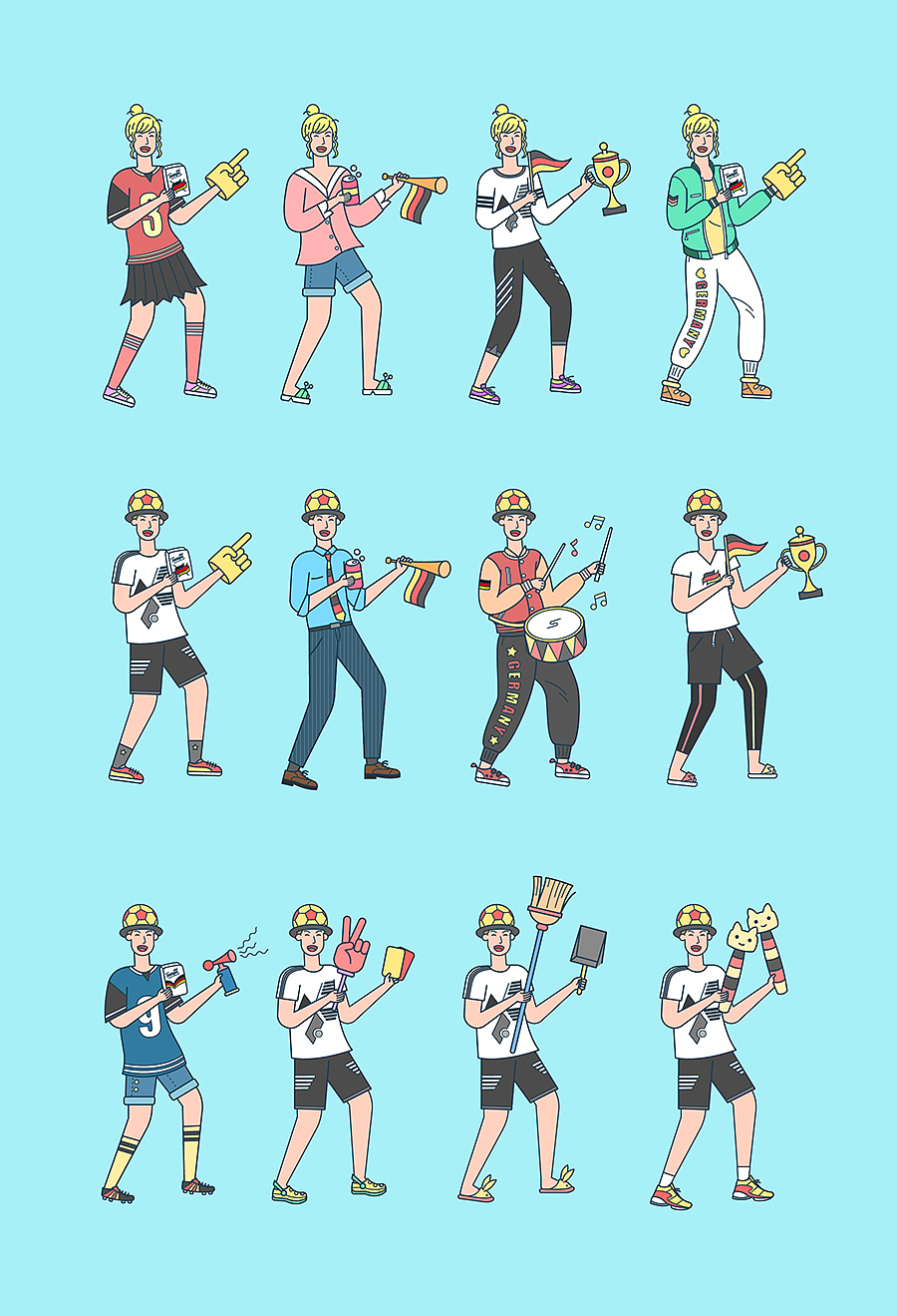Tempo世界杯打call球迷look插画（图ZMTI2NTg0NDg0） - 商业插画 - 站酷设计师Samuel_Chen插画原创素材 - 站酷ZCOOL