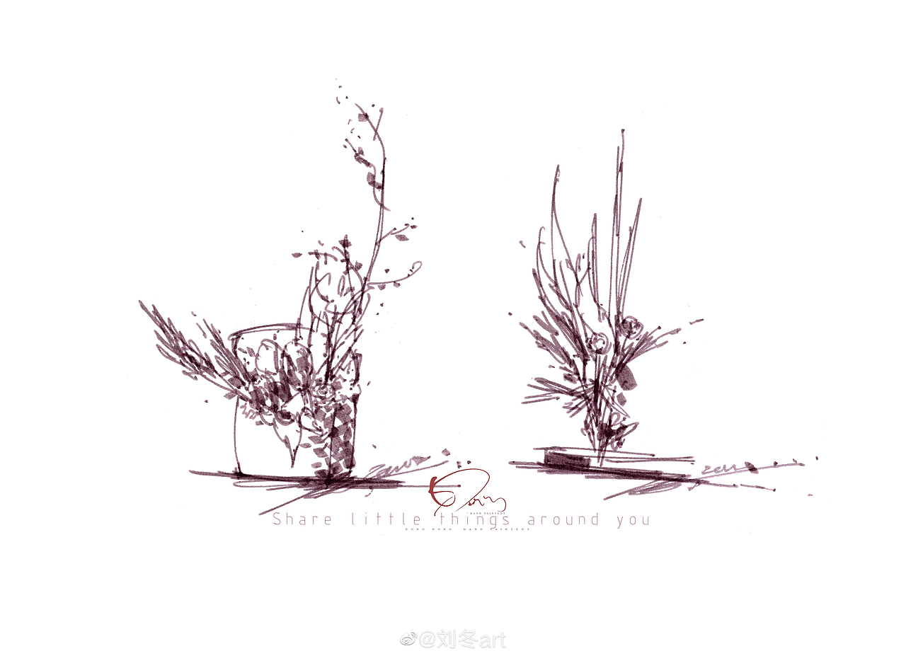花艺手绘草图快速表达（图ZMTU5NDQ3NTg4） - 绘画 - 站酷设计师咚咚婚礼手绘原创素材 - 站酷ZCOOL