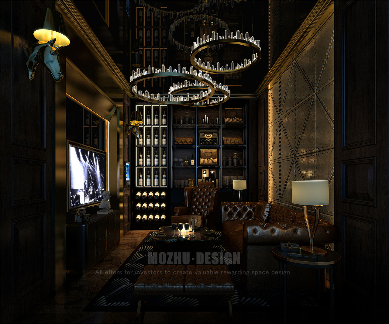 大连乌斯怀亚威士忌酒吧设计|酒吧小包间设计效果图