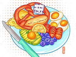 ipad线稿风食物丨简餐