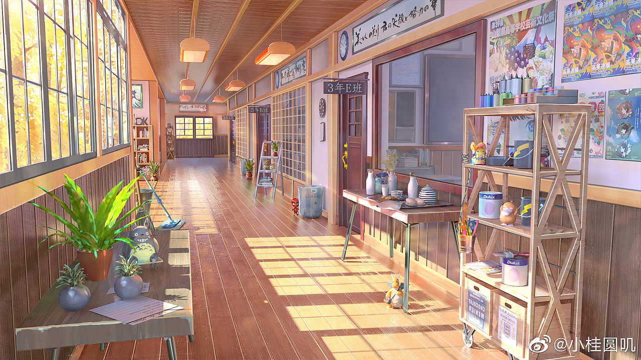 日本校园走廊（图ZMjc4NDc1MzAw） - 商业插画 - 站酷设计师小桂圆叽原创素材 - 站酷ZCOOL