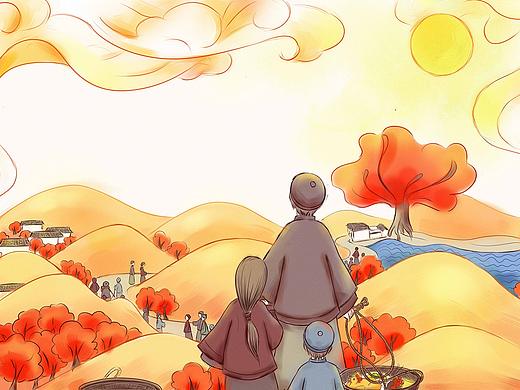 当代客家祭祖活动插画设计