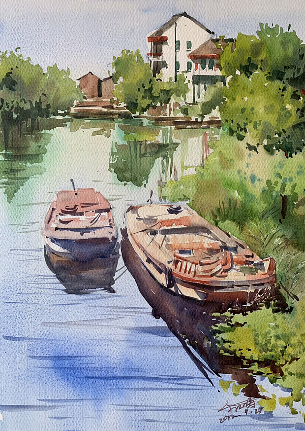 水彩画-《碧水庄园》（图ZMzE3MzY5ODU2） - 绘画 - 站酷设计师超鱼不会飞JT原创素材 - 站酷ZCOOL