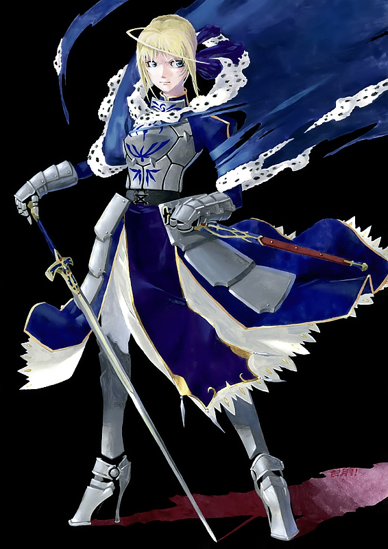 之前的&quot;门神&quot;SABER在漫展上出乎意料地受欢迎~随后社团组织制作动漫纸袋作为下一期的周边贩售,我当是乘胜追击地再画了一组&quot;门神&quot;,可能我之前没在16开的纸上画过全身,所以身体比例看起来有点怪(很多人说像高达...可能玩高达太热情了...),配色我还是很喜欢的,作品取名&lt;正位&gt;