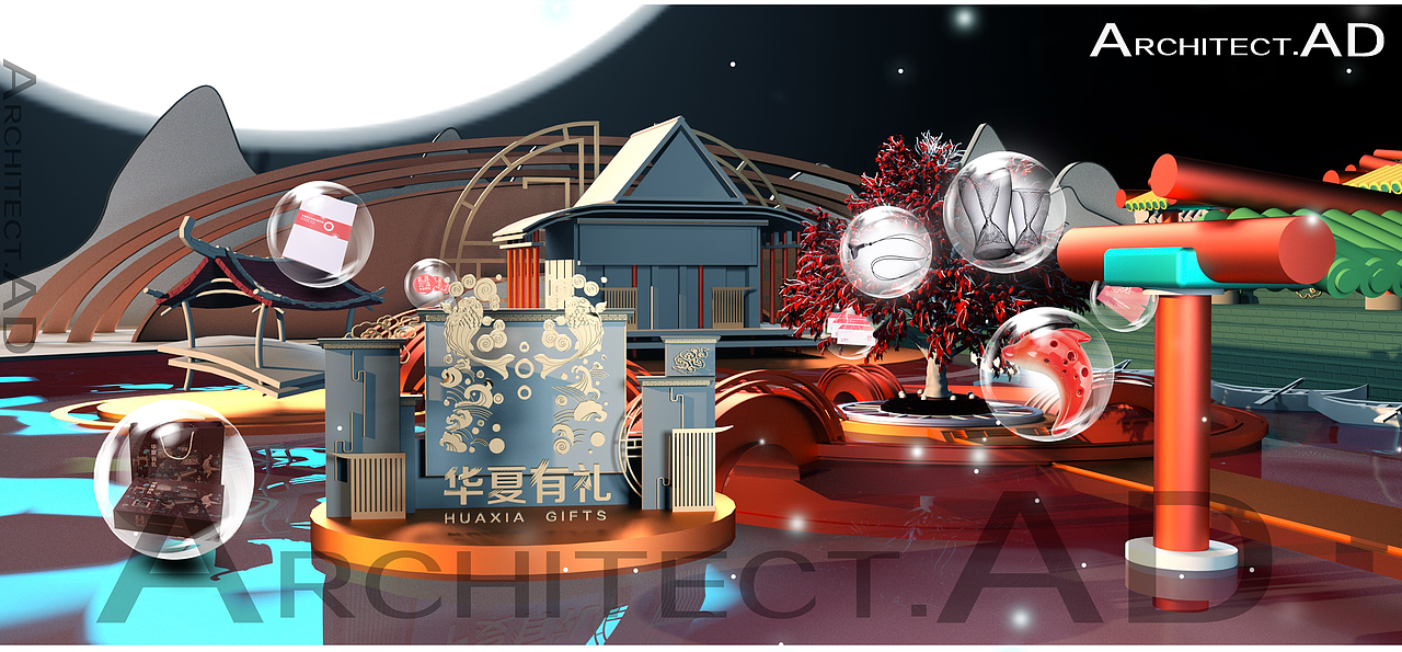 华夏有礼c4d场景展示（图ZMTkyMzAwMjY4） - 场景 - 站酷设计师条大坨原创素材 - 站酷ZCOOL