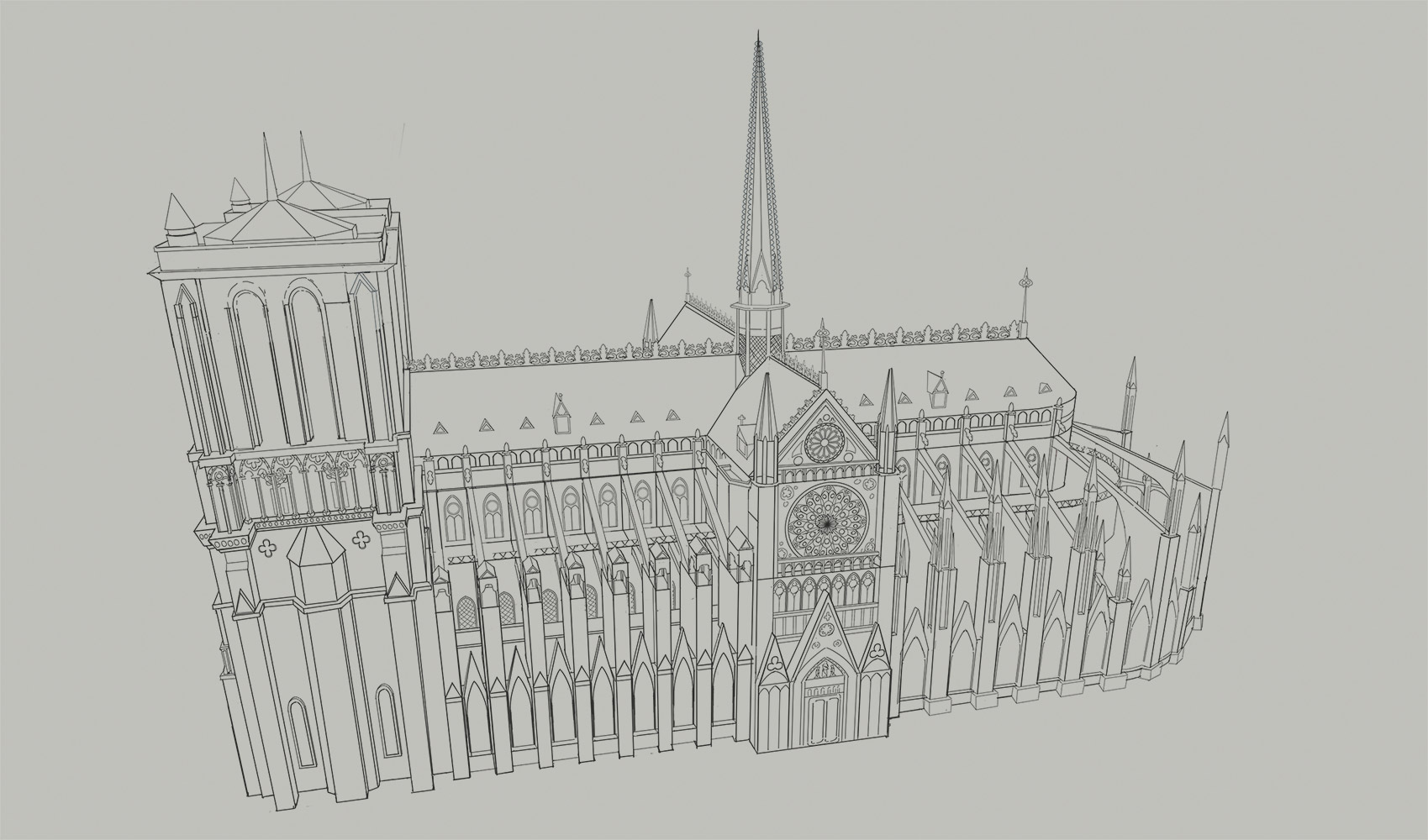 巴黎圣母院平面图手绘图片