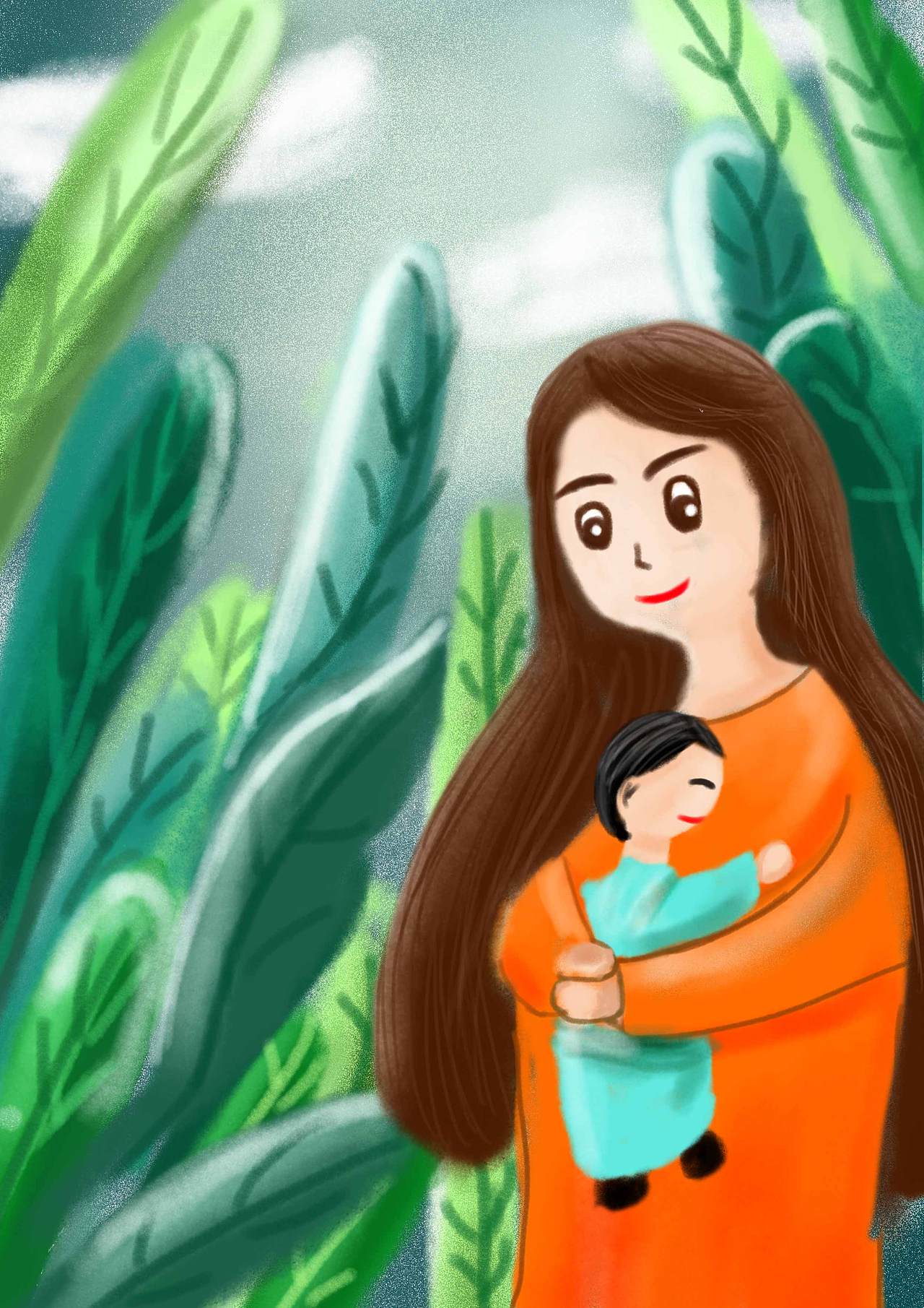母子|插画|创作习作|云翊_原创作品-站酷zcool