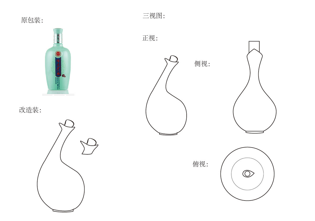 酒瓶设计三视图图片