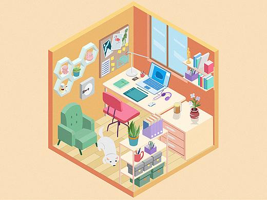 2.5D室内场景插画临摹