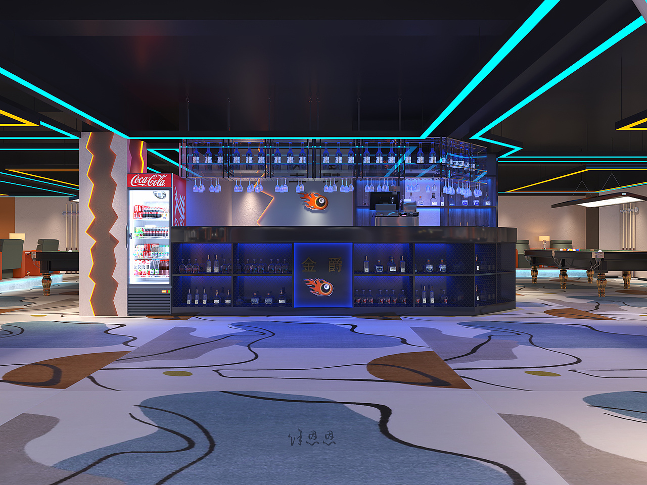 超有范台球俱乐部,时尚空间艺术