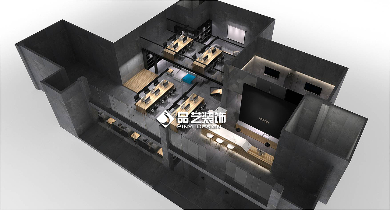 工业复古loft风格办公室 工作室装修设计 水泥墙,水泥漆地面创新混搭风格办公室设计