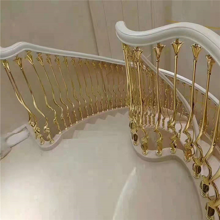 酒店欧式铝板古铜楼梯护栏来图定制