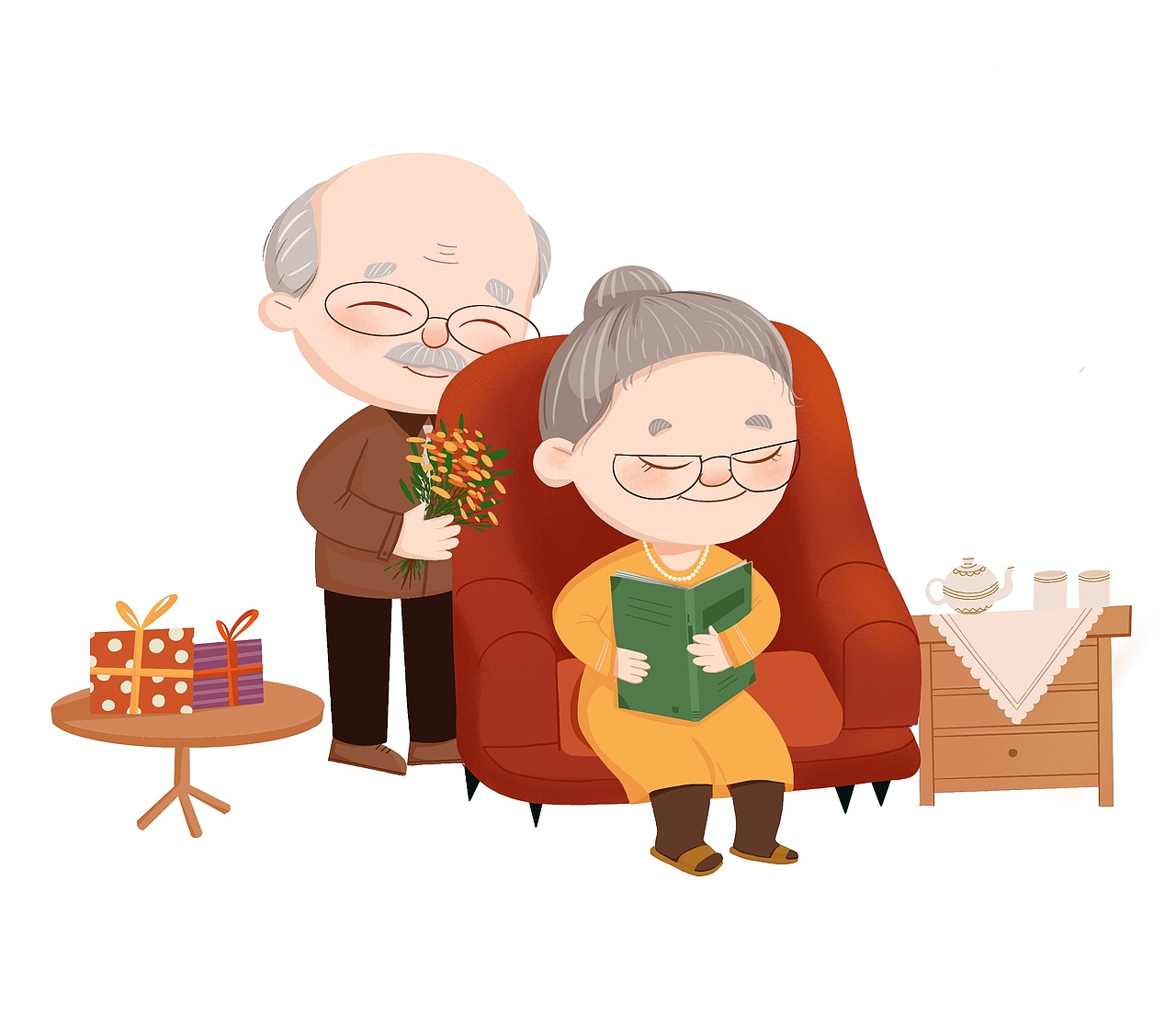 儿童插画—爷爷奶奶的爱情