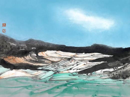 《天空那一抹白云》蘇武新水墨插圖實(shí)驗(yàn)（個(gè)人主頁-ZNDg0NzYyODA=） - 繪畫 - 站酷設(shè)計(jì)師春天的田野原創(chuàng)素材 - 站酷ZCOOL