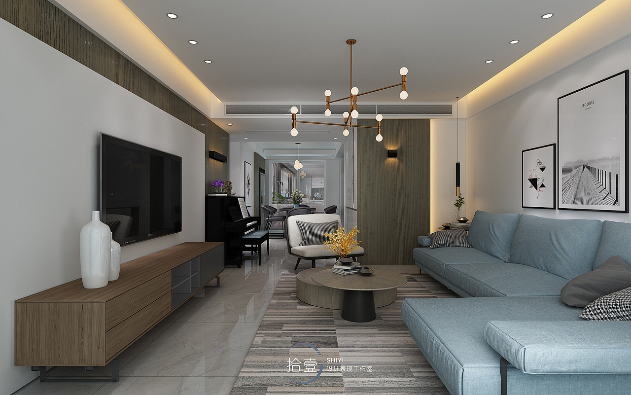 拾壹设计-现代客餐厅