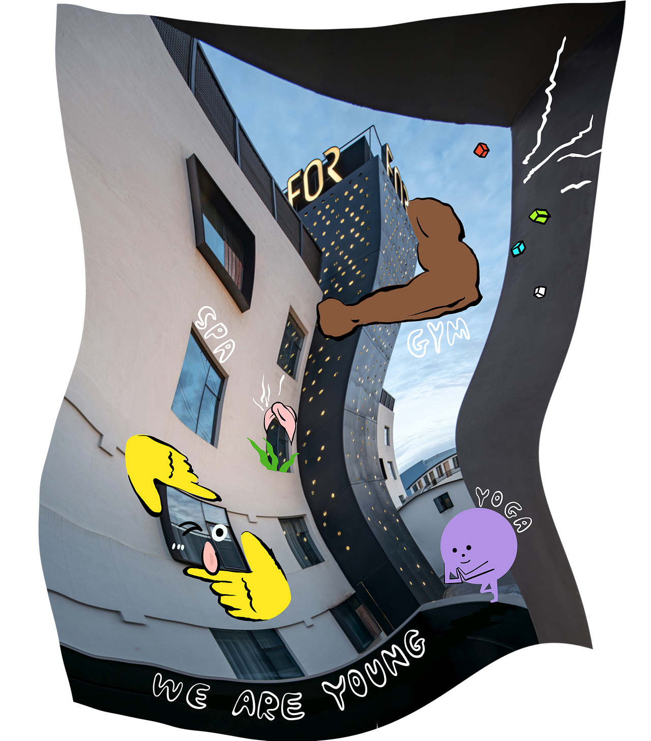 建筑实景插画——创意产业园国庆打卡季