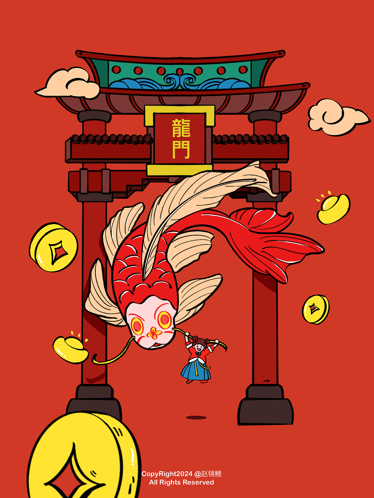 鲤鱼跃龙门（图ZMzYxNjM3MDcy） - 商业插画 - 站酷设计师赵锦鲤lucky_zhao原创素材 - 站酷ZCOOL