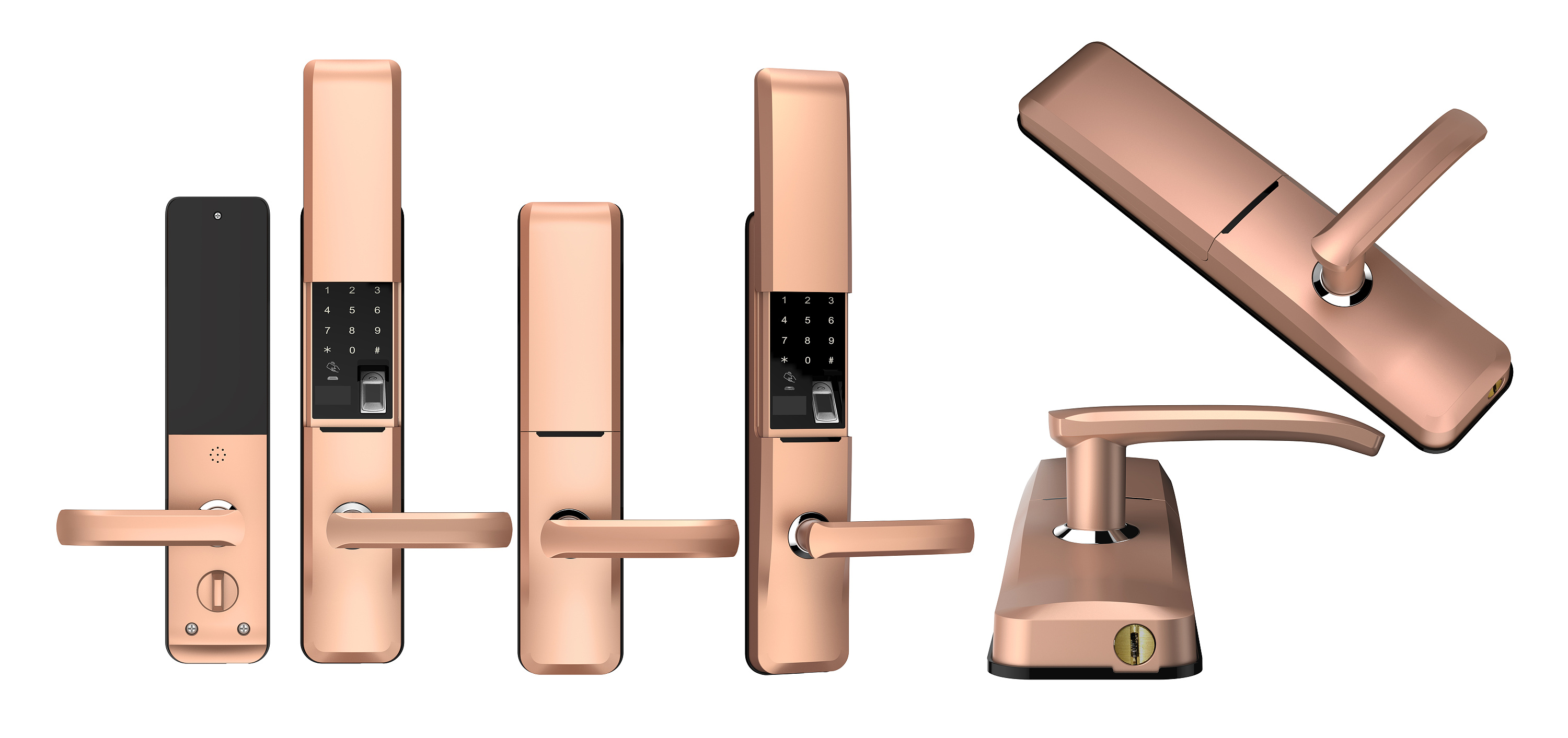 智能锁渲染图一组 锁具 3d效果图 工业设计 电商视觉