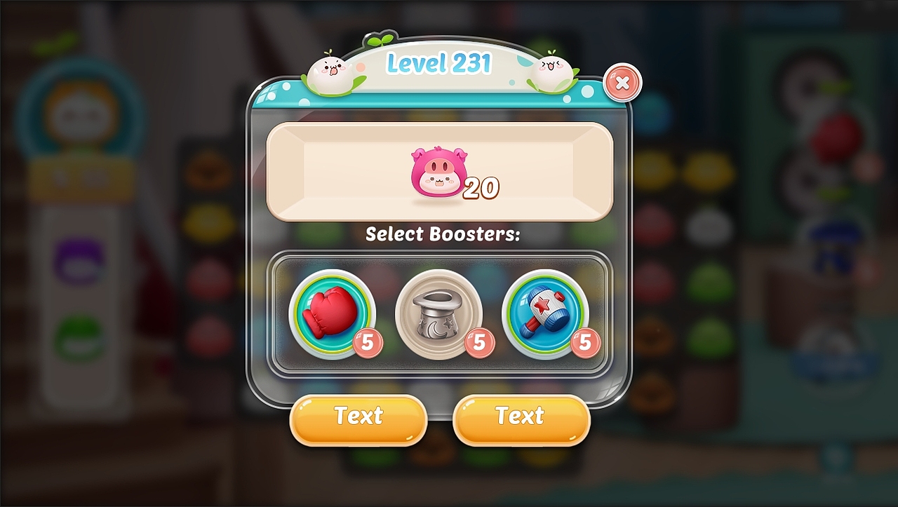 长草颜团子Q版消除游戏UI