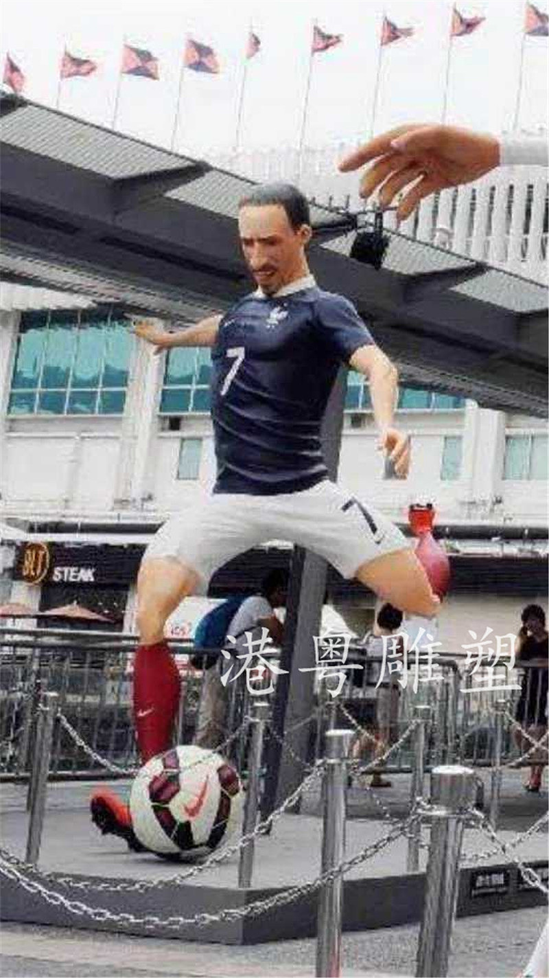 仿球星人物Q版玻璃钢运动主题雕塑足球队员C罗梅西摆件