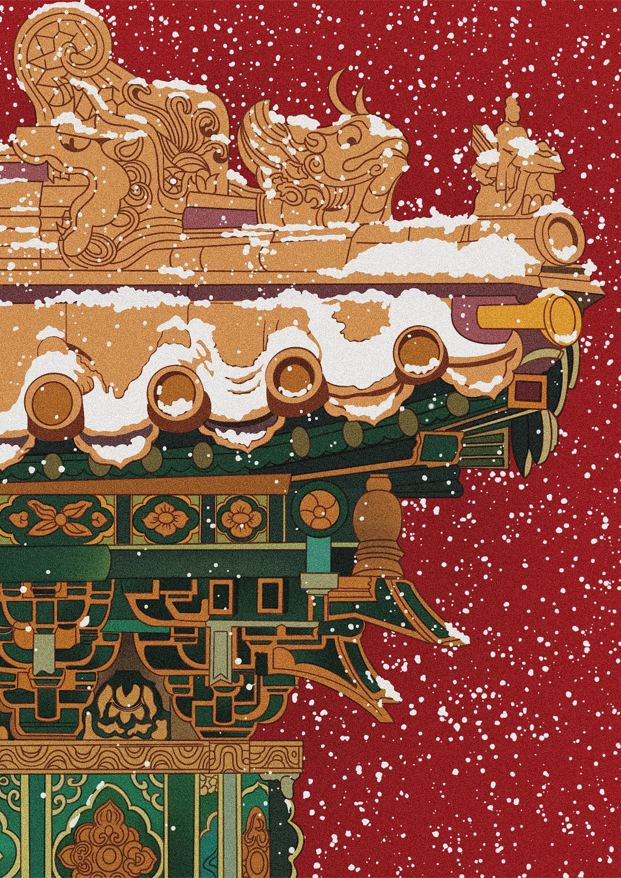 中国风建筑系列插画设计