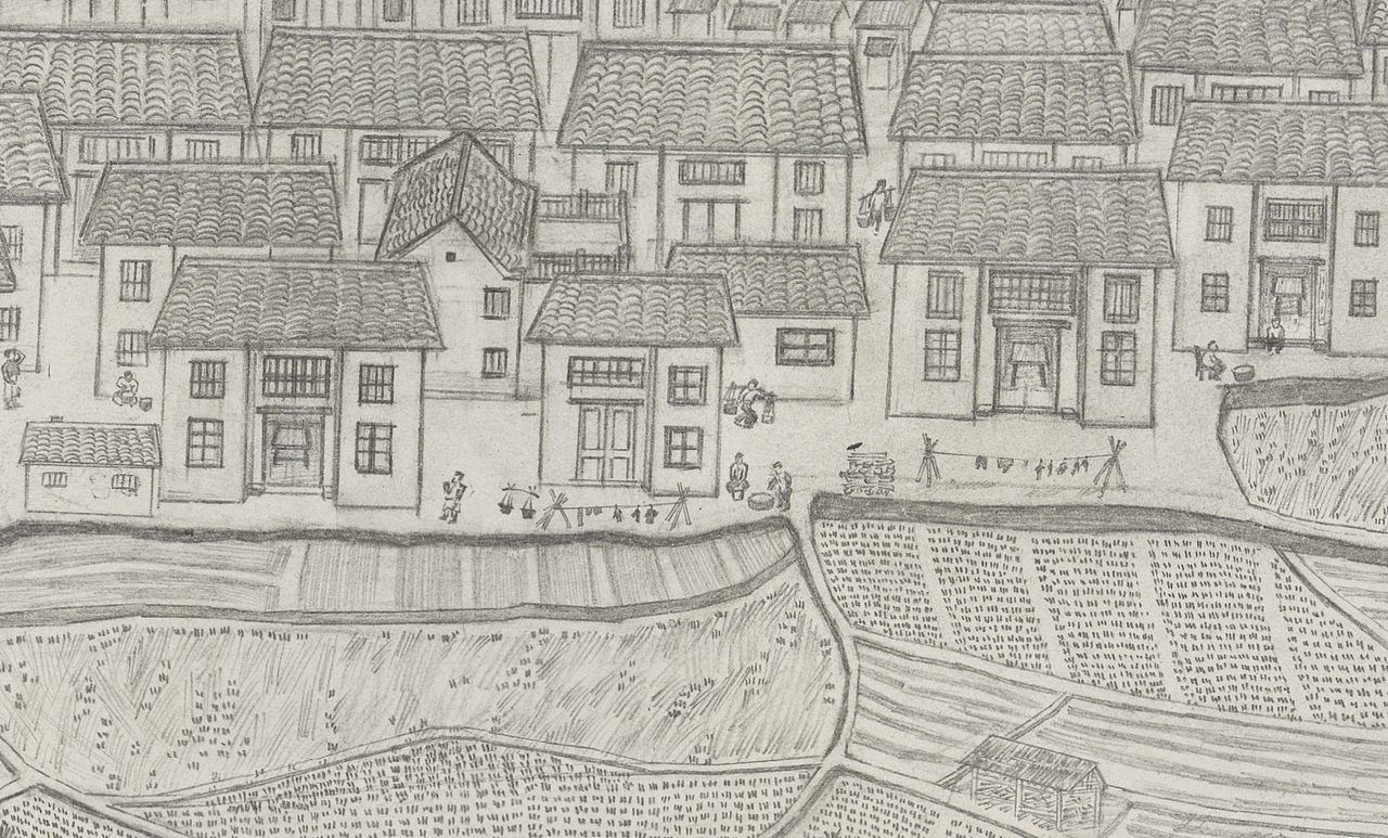 乡愁尺寸18m1m材质纸本铅笔一位大叔儿时的成长的地方