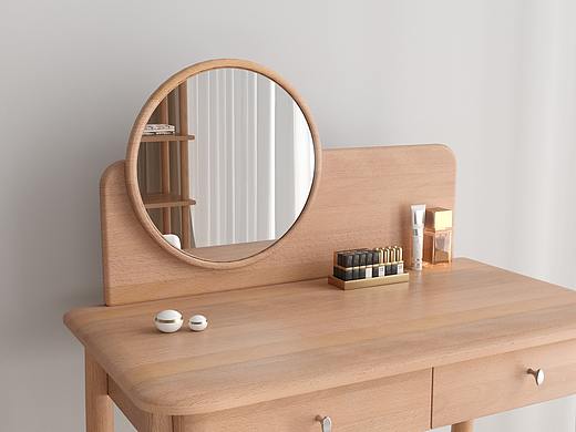 实木家具~梳妆镜渲染图