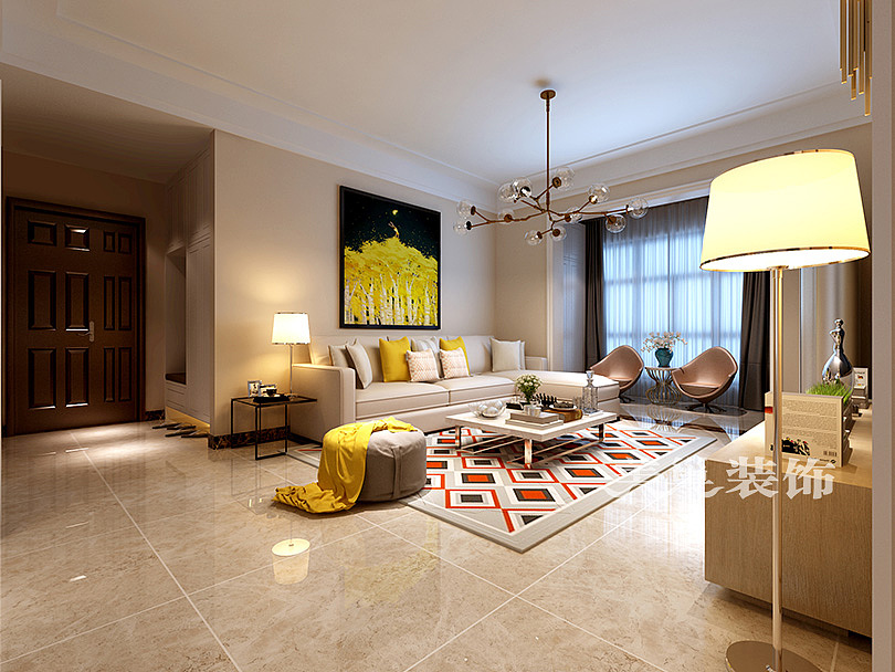 郑州现代简约风客厅装修效果图,舒适惬意不失温馨