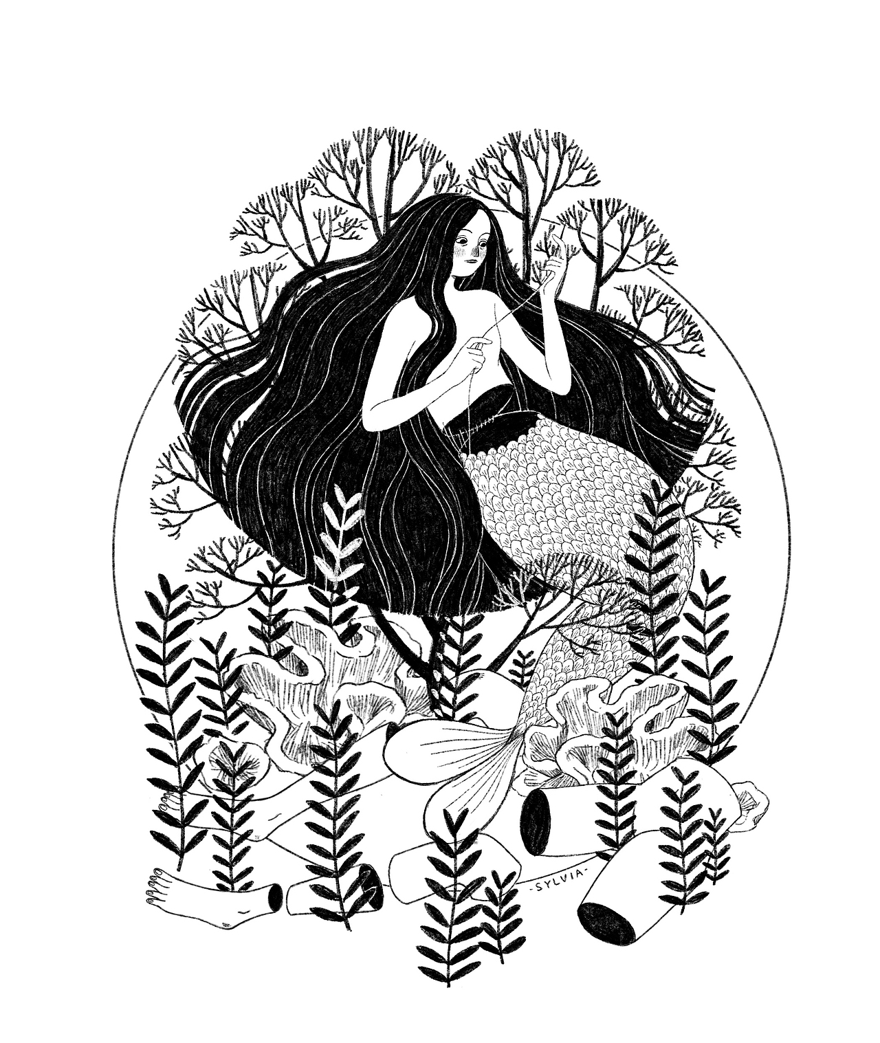 铜版画｜Monster·Mermaid ｜ 怪物·美人鱼（图ZMjE0NzE2MzEy） - 艺术插画 - 站酷设计师弥久Sylvia原创素材 - 站酷ZCOOL