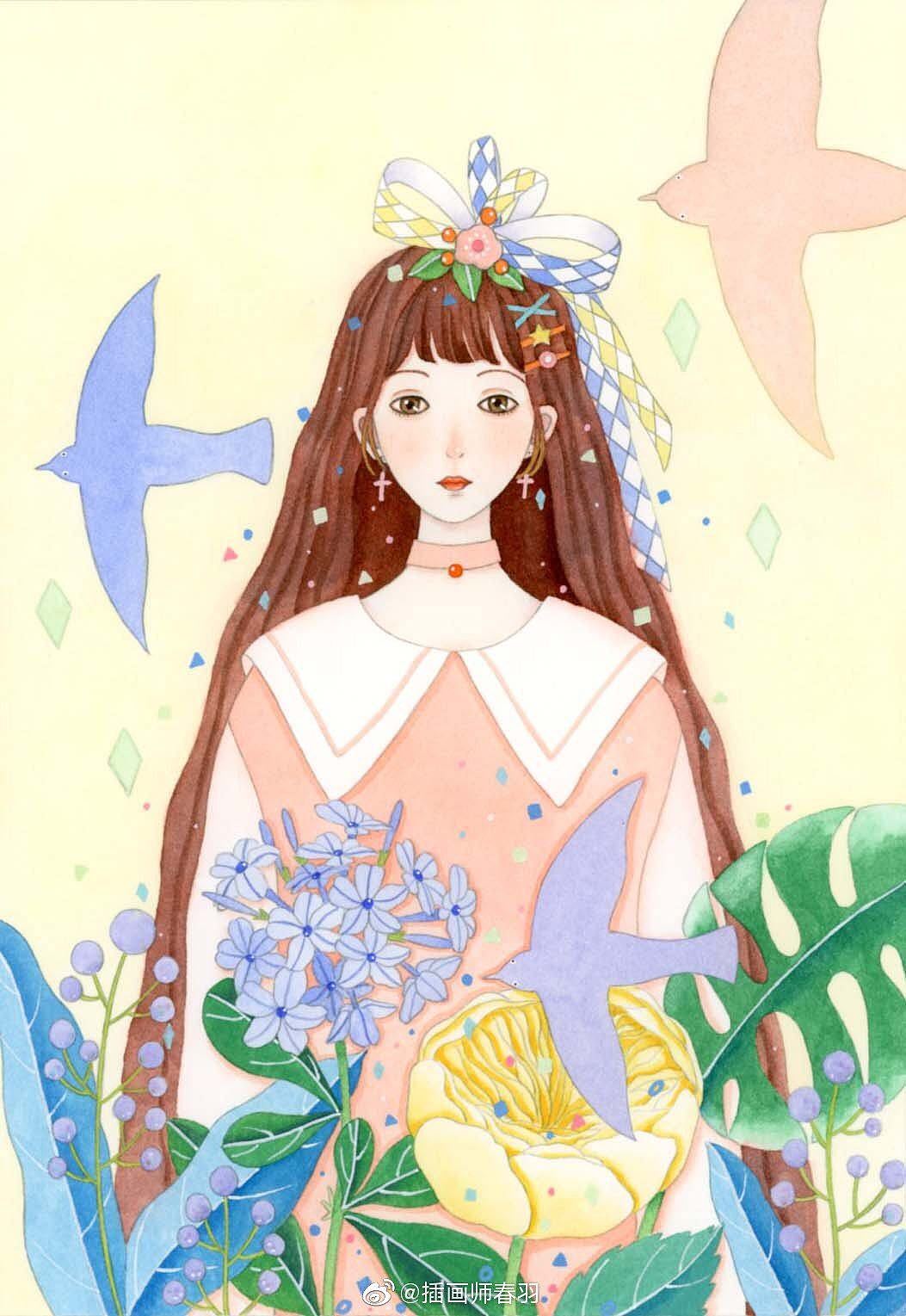 少女系列二（图ZMjczMzcyMzky） - 商业插画 - 站酷设计师插画师春羽原创素材 - 站酷ZCOOL