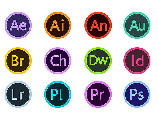Adobe 软件图标，Ps、Pr、Ai、Ae、Dw等设计软件图标
