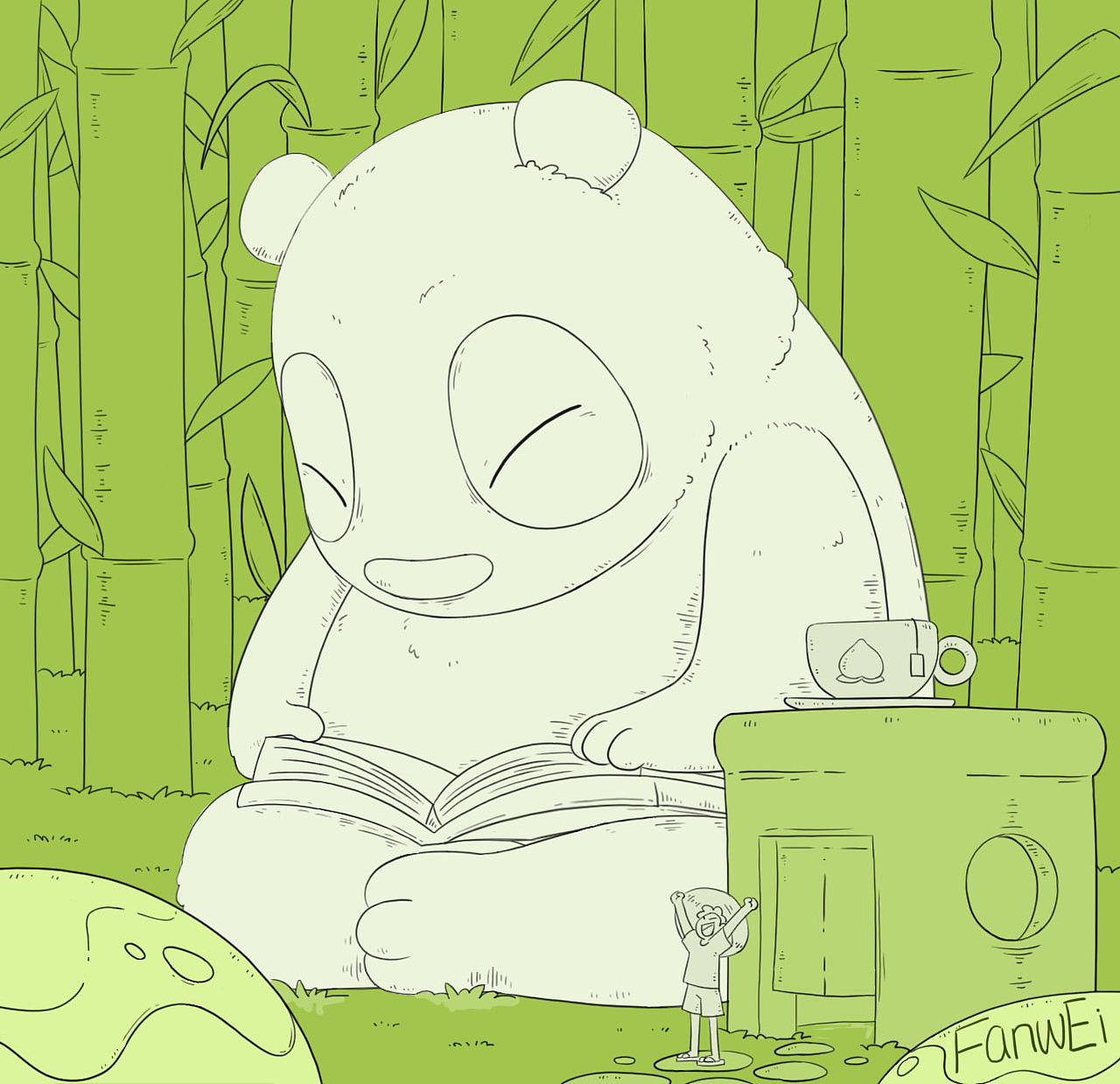 子乐宅 X 小灰侠 X FanwEi #悠闲生活 饮茶熊猫#（图ZMjA2NDA3NDM2） - 商业插画 - 站酷设计师Aoge奥戈原创素材 - 站酷ZCOOL