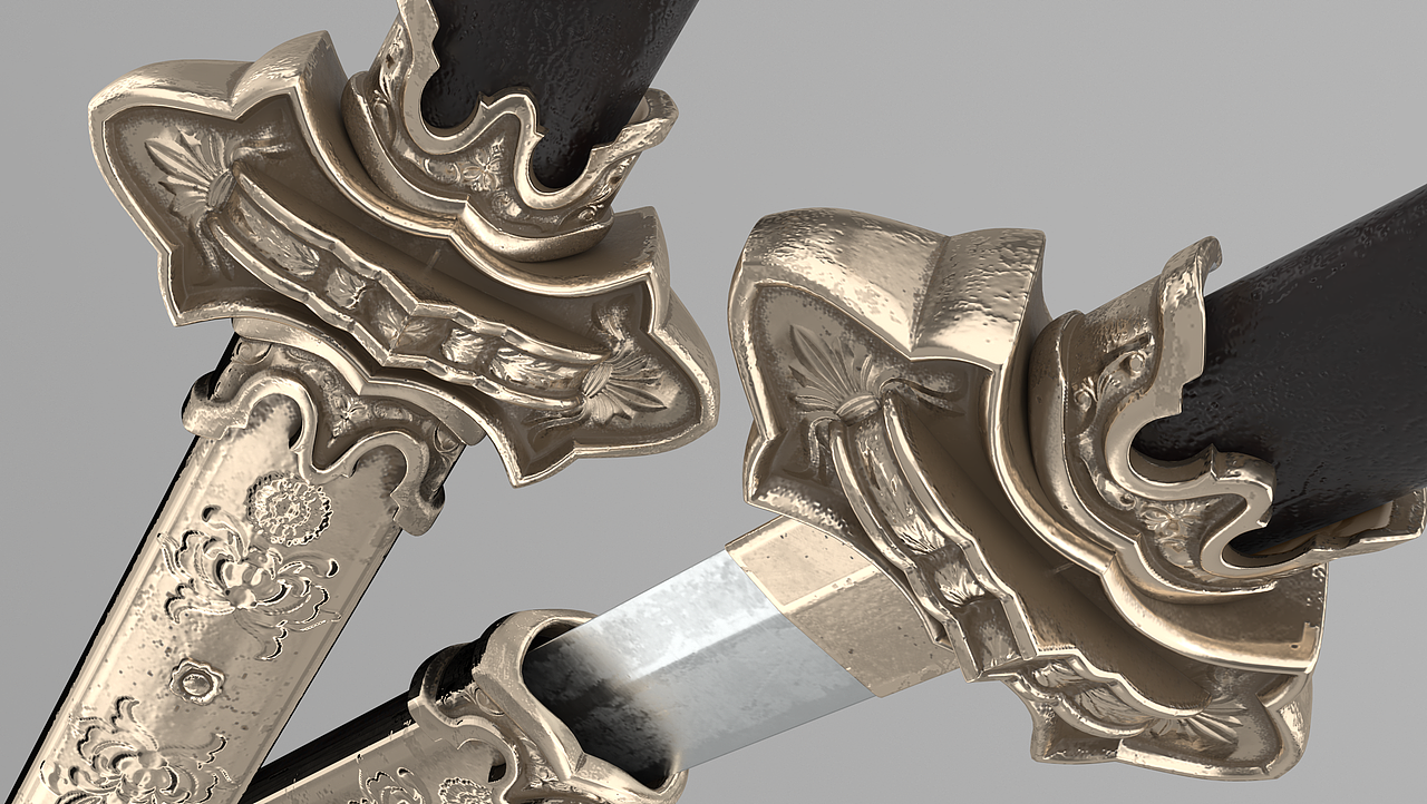 心中无女人,拔刀自然神——唐刀3d建模展示