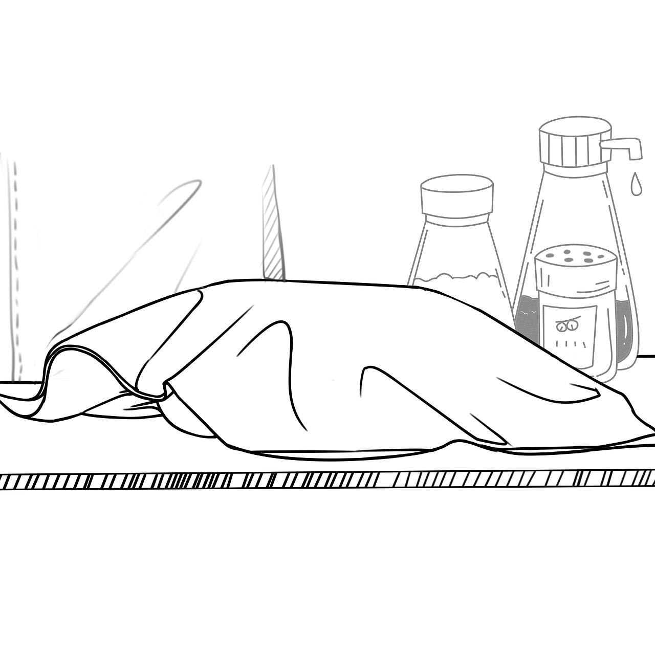 面馆的速写黑白稿