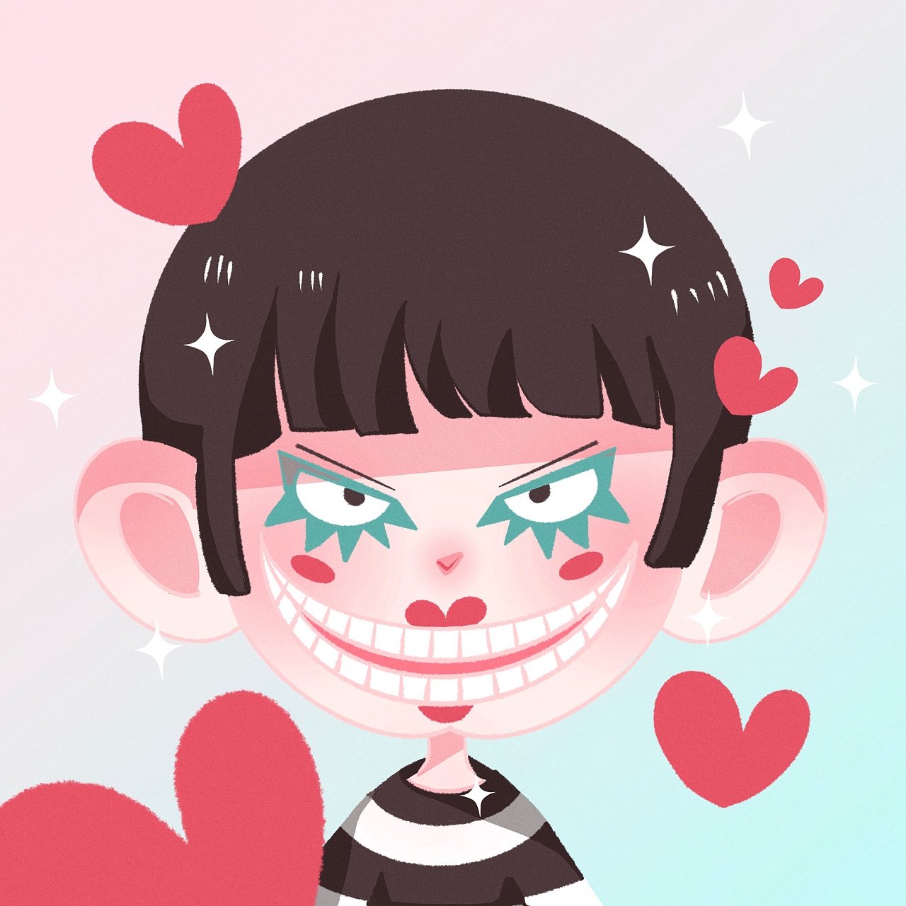 插画人物打卡练习头像q版