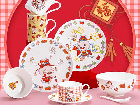 兔年新春联名插画陶瓷餐具设计(第三套)
