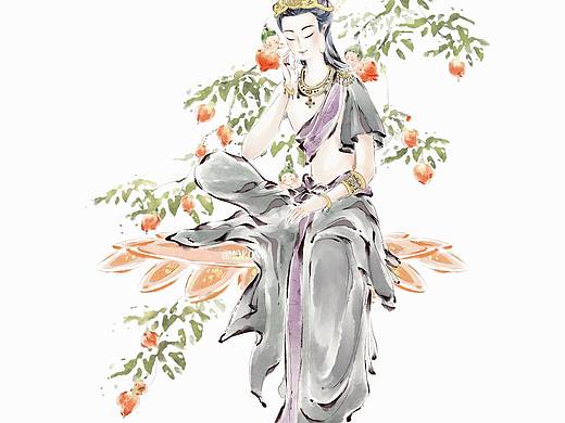 思惟菩萨与悬铃花