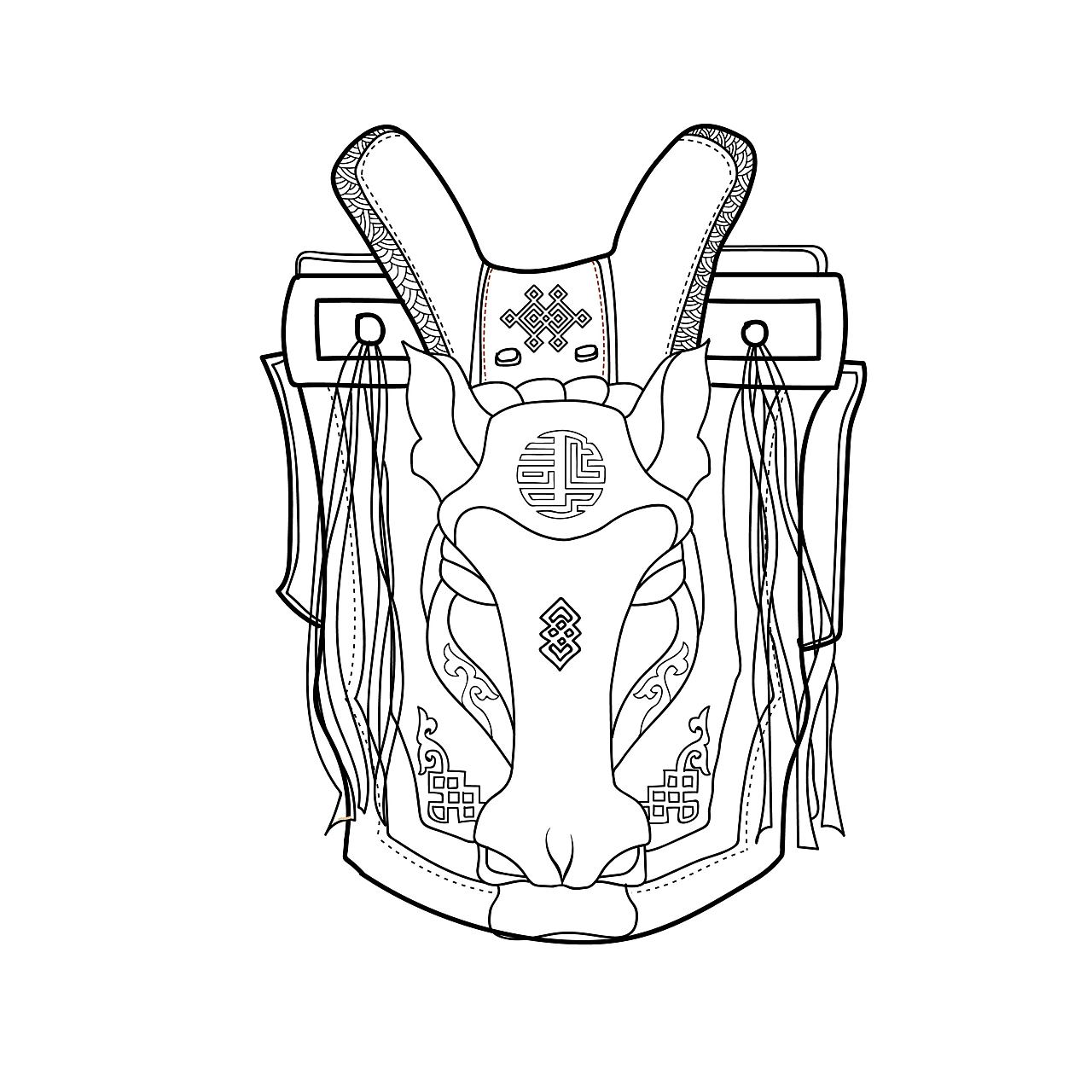 马鞍线稿 察哈尔马鞍设计 巴尔虎马鞍设计 阿巴嘎马鞍设计 鄂尔多斯